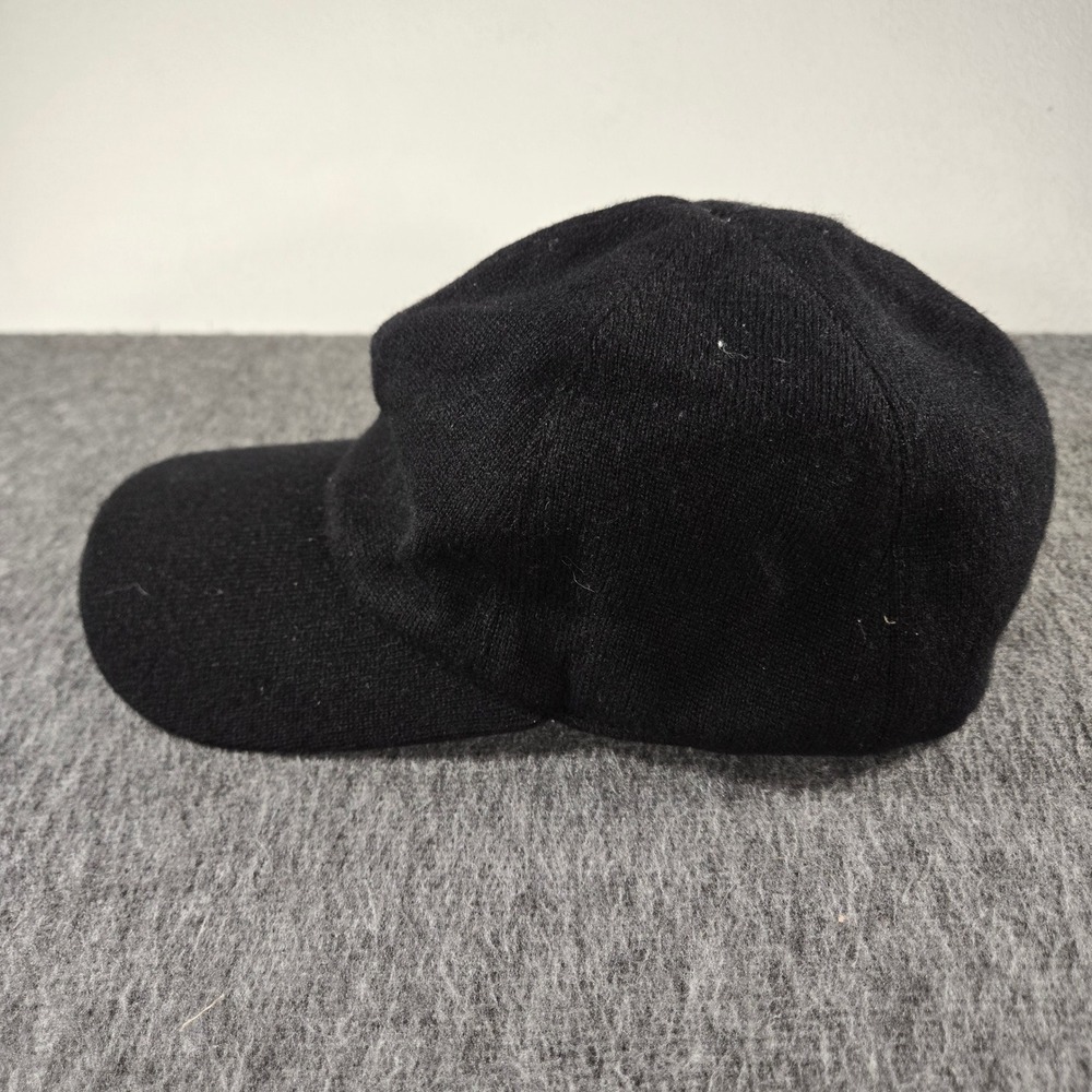 Quince Cashmere Baseball Hat Mens M/L Black Sherpa Lined Leather Strap